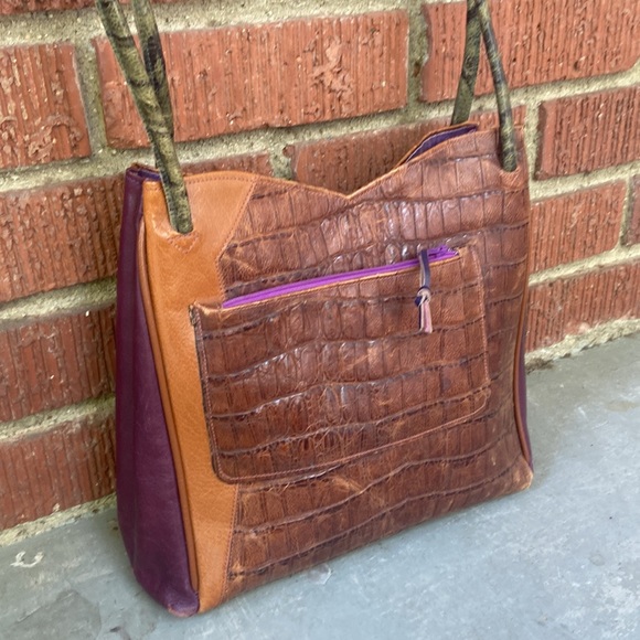 Rare James Culver Leather Croc Embossed Shoulder Bag - Picture 4 of 14